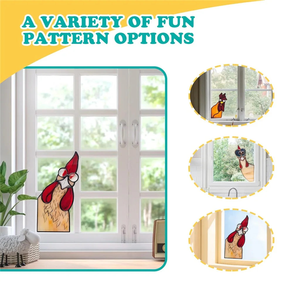 20cm Creative Peeping Rooster Window Corner Decor Acrylic Balcony Ornament - Style B - 3