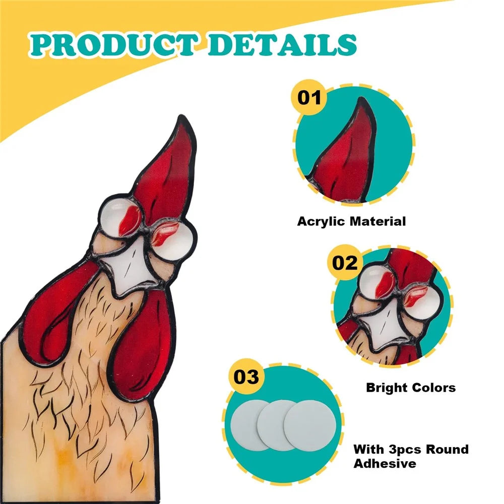 20cm Creative Peeping Rooster Window Corner Decor Acrylic Balcony Ornament - Style B - 4