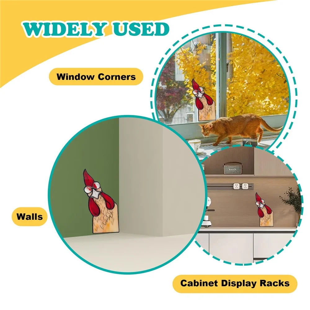 20cm Creative Peeping Rooster Window Corner Decor Acrylic Balcony Ornament - Style B - 5
