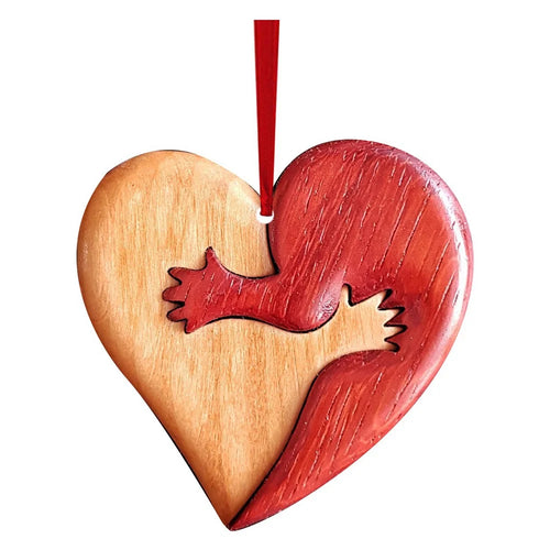 Valentine Day Heart Pendant Wooden Car Home Hanging Ornament Gift - Style A - 1