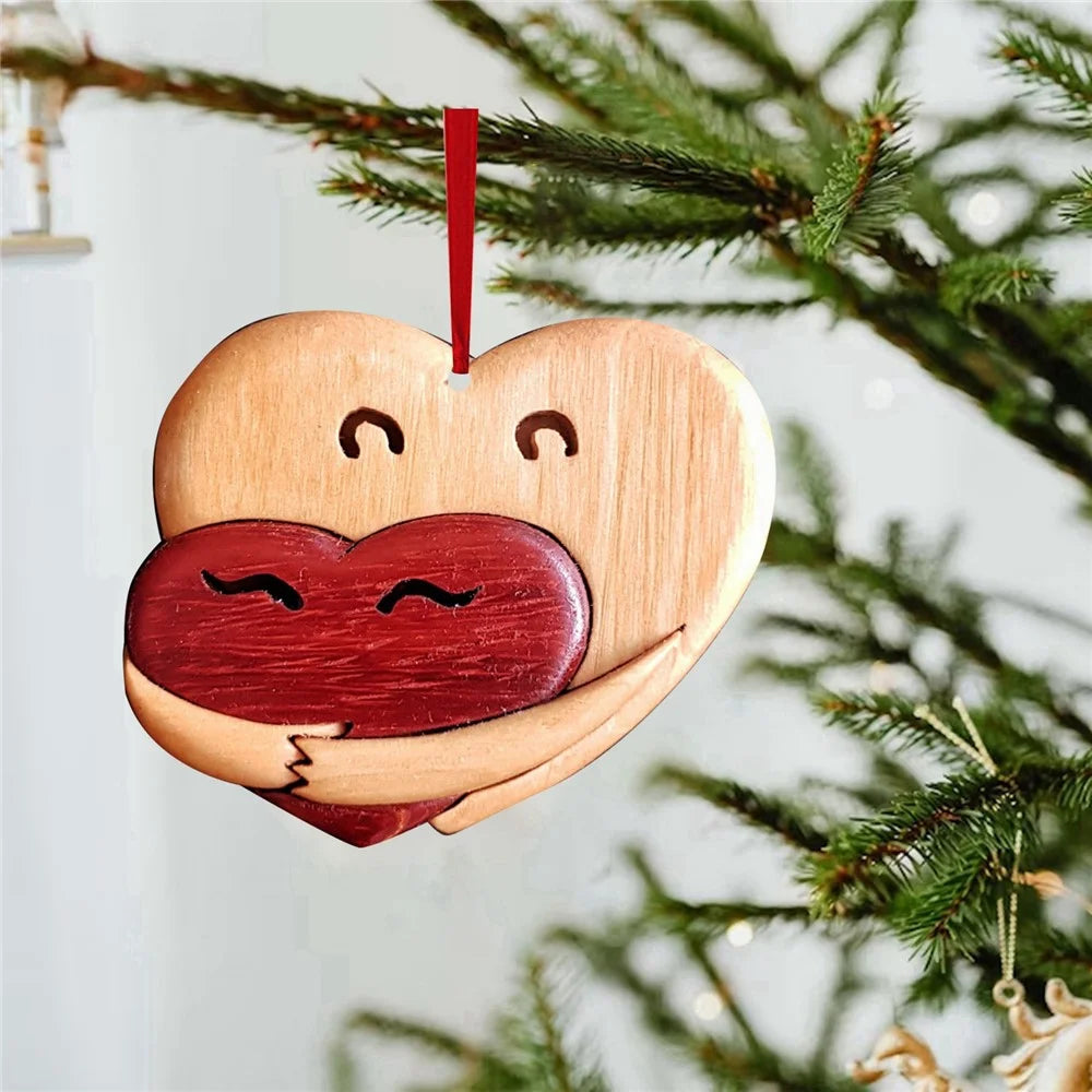 Valentine Day Heart Pendant Wooden Car Home Hanging Ornament Gift - Style A - 4