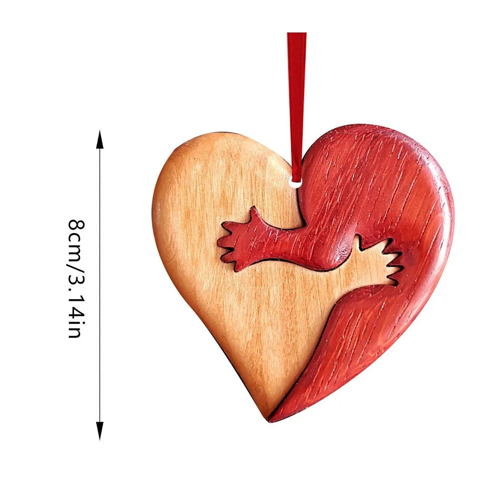 Valentine Day Heart Pendant Wooden Car Home Hanging Ornament Gift - Style A - 6