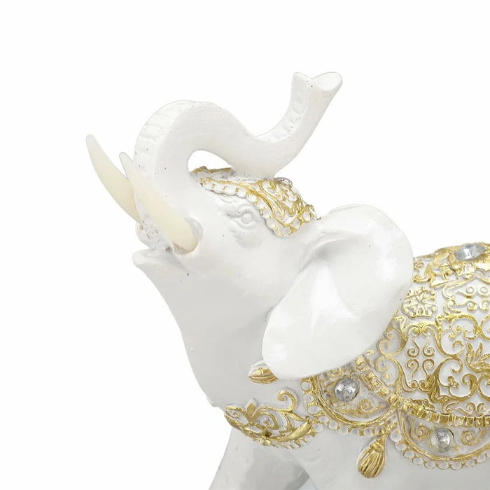 Fortune Lucky Elephant Statue Resin Craft Home Porch Office Desktop Feng Shui Ornament, Size M - White - 5