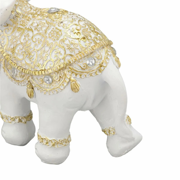 Fortune Lucky Elephant Statue Resin Craft Home Porch Office Desktop Feng Shui Ornament, Size M - White - 6