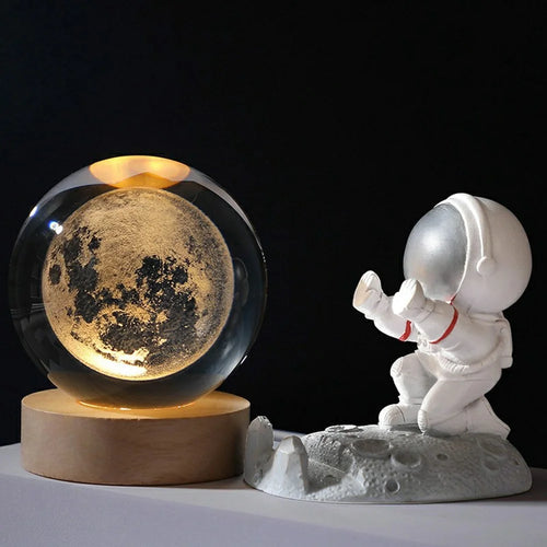 Crystal Ball Night Light LED Illuminated Table Lamp for Bedroom Decor Birthday Gift - Moon - 1