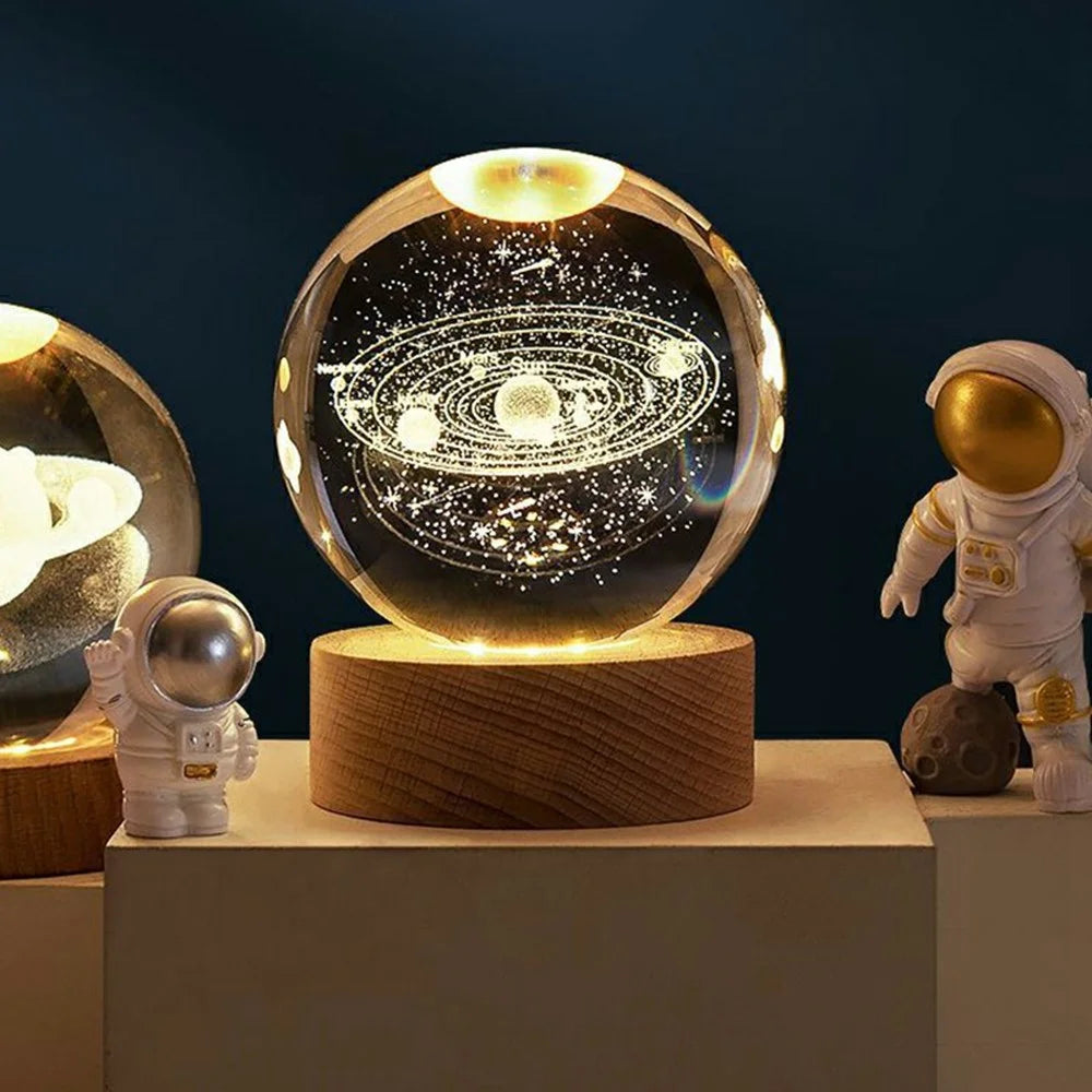 Crystal Ball Night Light LED Illuminated Table Lamp for Bedroom Decor Birthday Gift - Moon - 4
