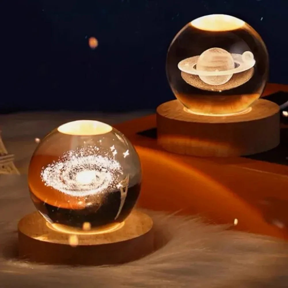 Crystal Ball Night Light LED Illuminated Table Lamp for Bedroom Decor Birthday Gift - Moon - 6