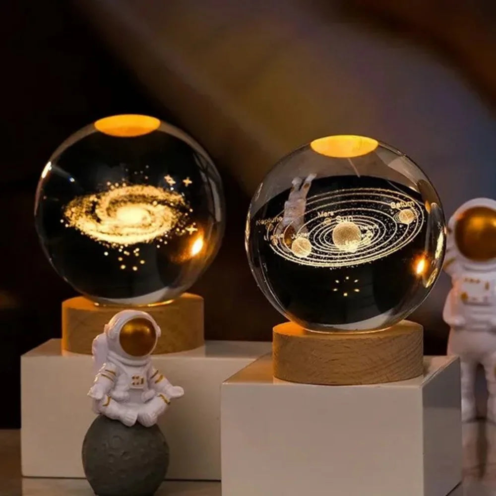 Crystal Ball Night Light LED Illuminated Table Lamp for Bedroom Decor Birthday Gift - Moon - 7