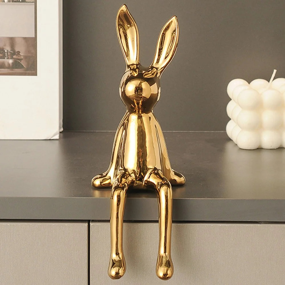 Creative Ceramic Rabbit Decor Living Room TV Stand Wine Cabinet Office Home Modern Ornament - Gold - 1