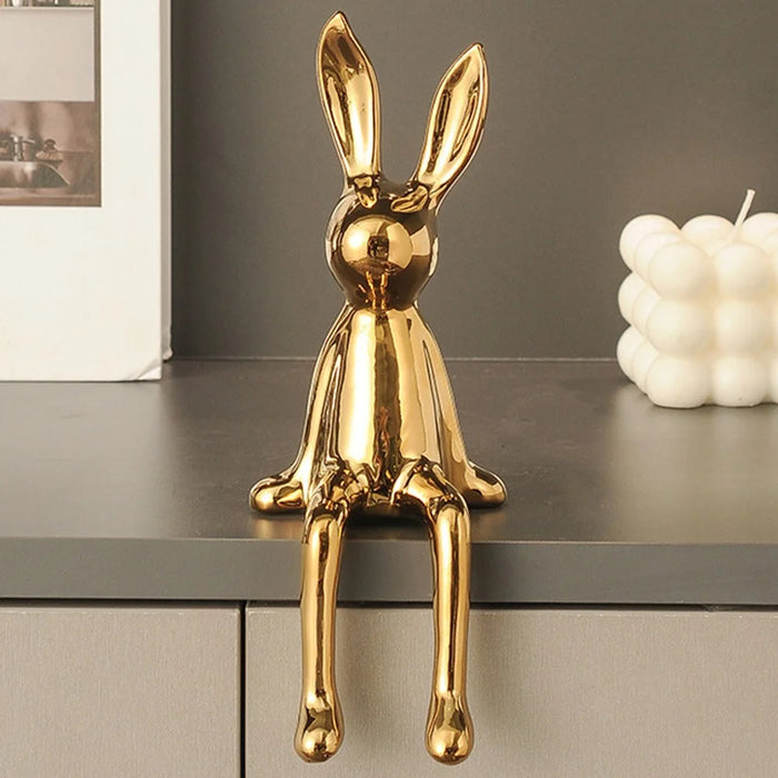 Creative Ceramic Rabbit Decor Living Room TV Stand Wine Cabinet Office Home Modern Ornament - Gold - 1
