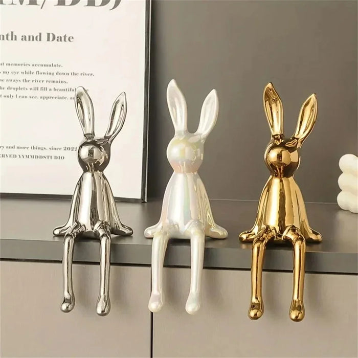 Creative Ceramic Rabbit Decor Living Room TV Stand Wine Cabinet Office Home Modern Ornament - Gold - 4