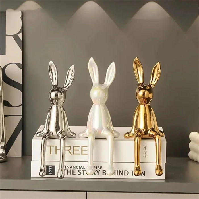 Creative Ceramic Rabbit Decor Living Room TV Stand Wine Cabinet Office Home Modern Ornament - Gold - 5