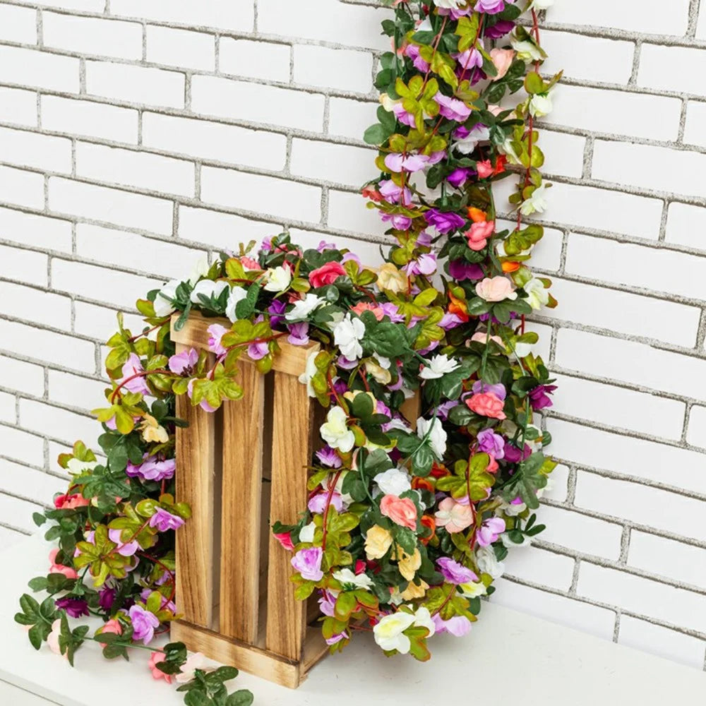 2.5m Artificial Peony Flower Garland 45 Blooms Floral Vine Wedding Home Ceiling Wall Decor - Red - 4