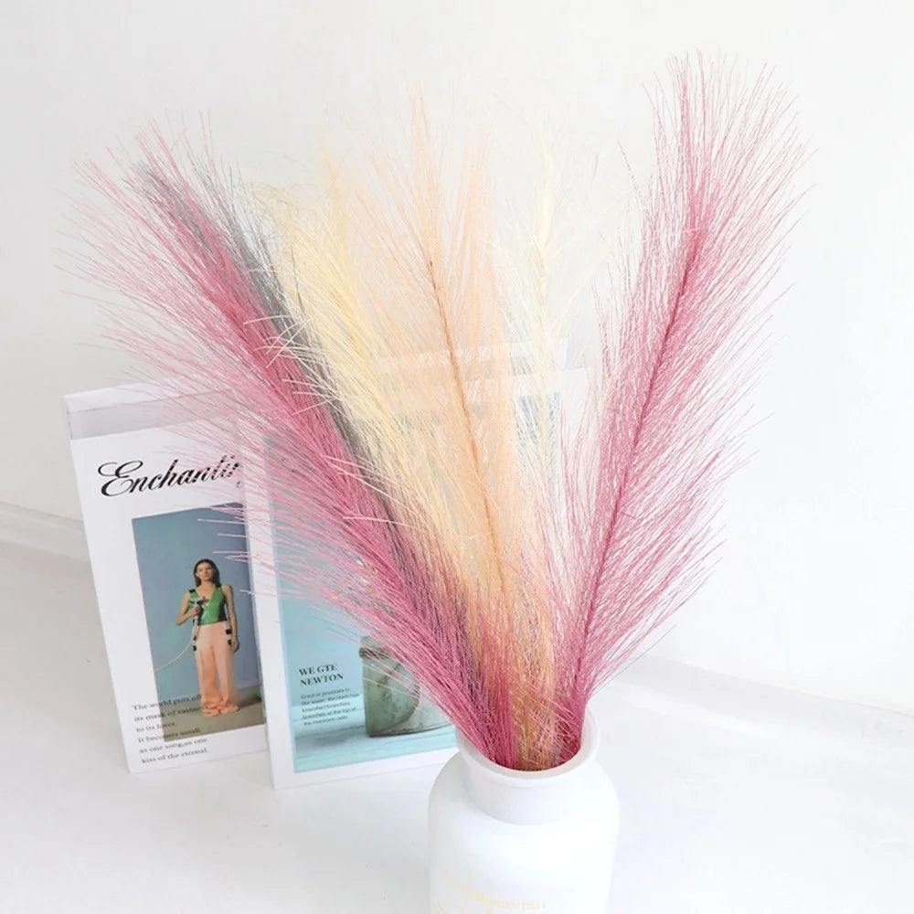 15Pcs Artificial Reeds Home Wedding Decoration DIY Party Bedroom Faux Plant Vase Decor - Beige - 3