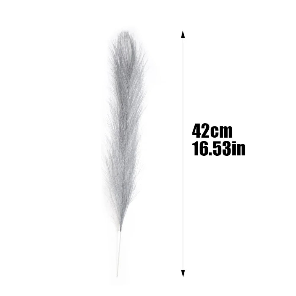 15Pcs Artificial Reeds Home Wedding Decoration DIY Party Bedroom Faux Plant Vase Decor - Beige - 5