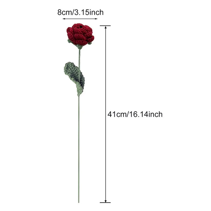 Artificial Rose Flower Realistic Knit Rose Home Office Wedding Decor High End Floral Arrangement - 7