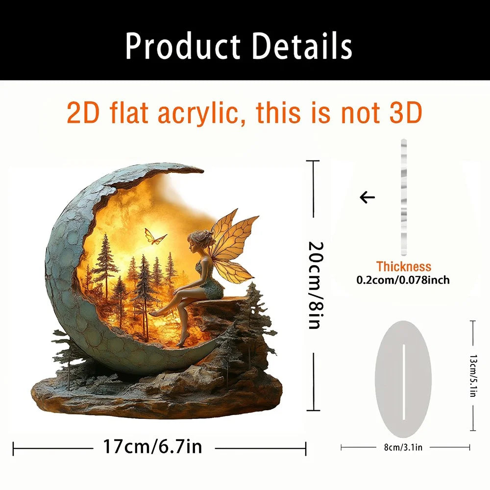 Bohemian Style Acrylic Fairy Ornament with Base Study Bedroom Living Room Waterproof Tabletop Decor - 6