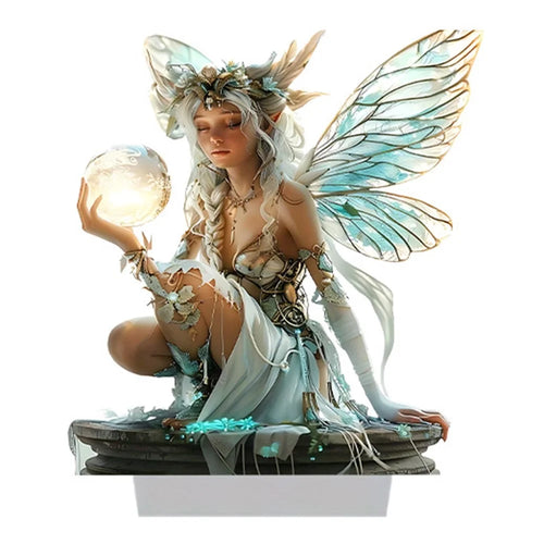 Moon Fairy Desktop Decor with Base Acrylic Ornament for Home Office - 1