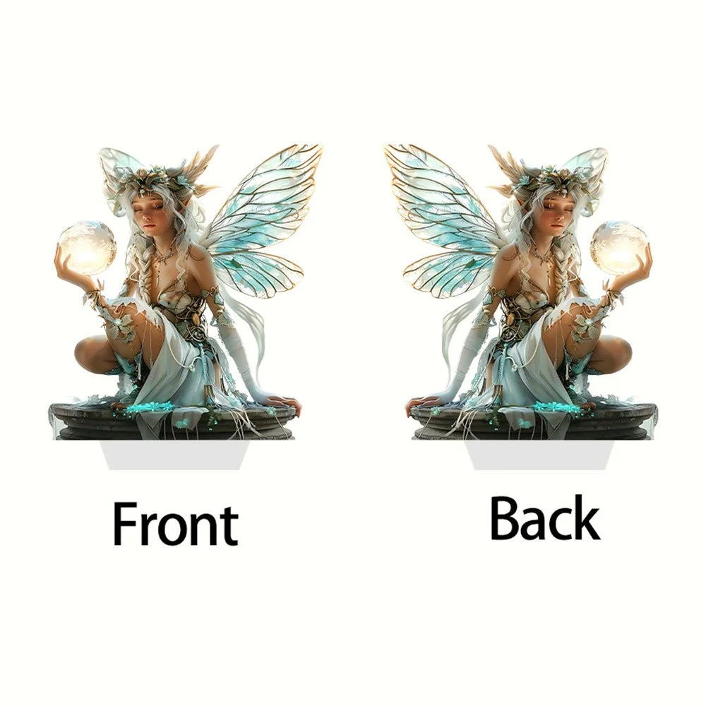 Moon Fairy Desktop Decor with Base Acrylic Ornament for Home Office - 2