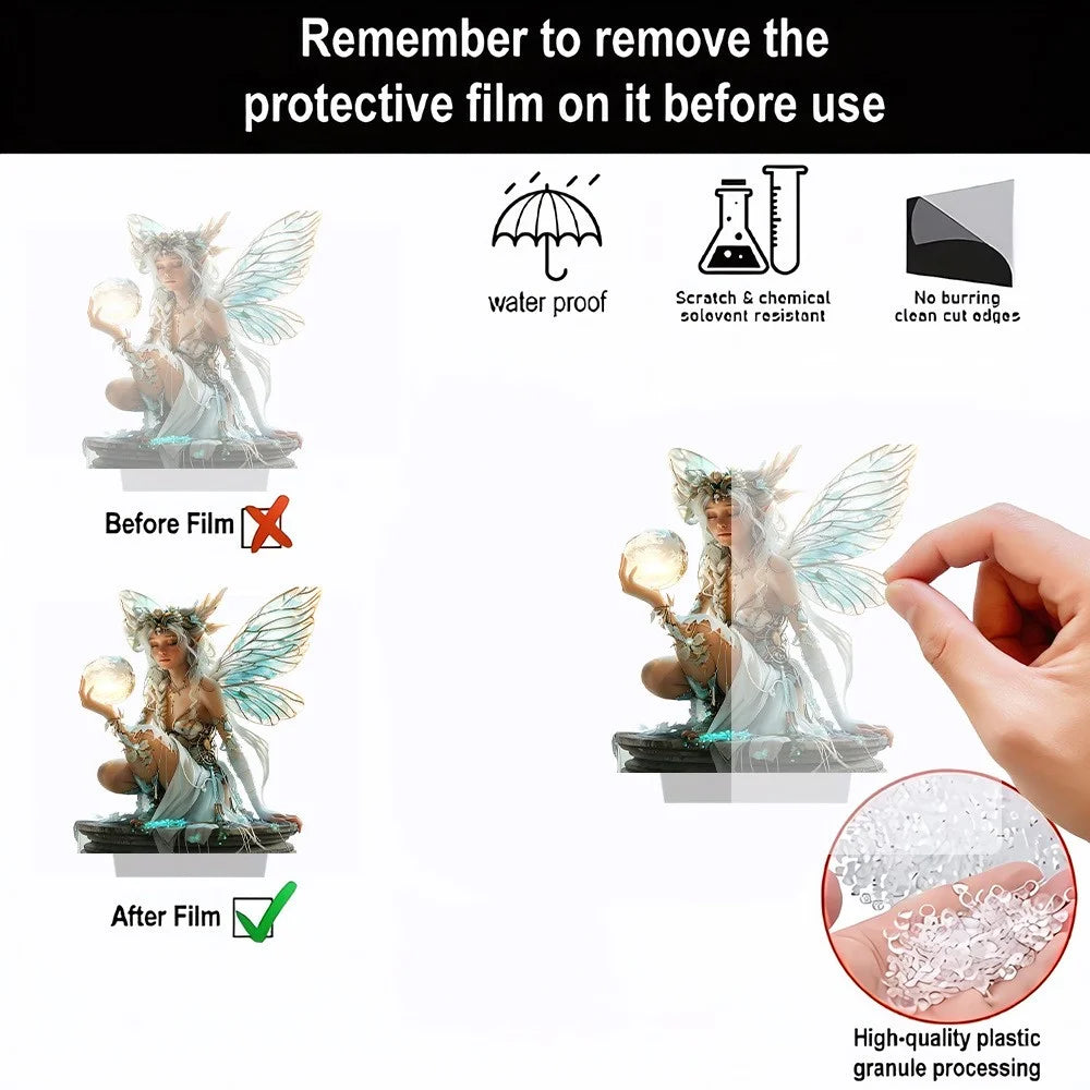 Moon Fairy Desktop Decor with Base Acrylic Ornament for Home Office - 3