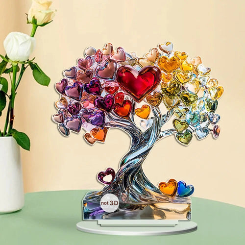 Colorful Heart / Butterfly Tree Acrylic Decor Bedroom Study Office Desktop Ornament with Base - SCB113-1 - 1