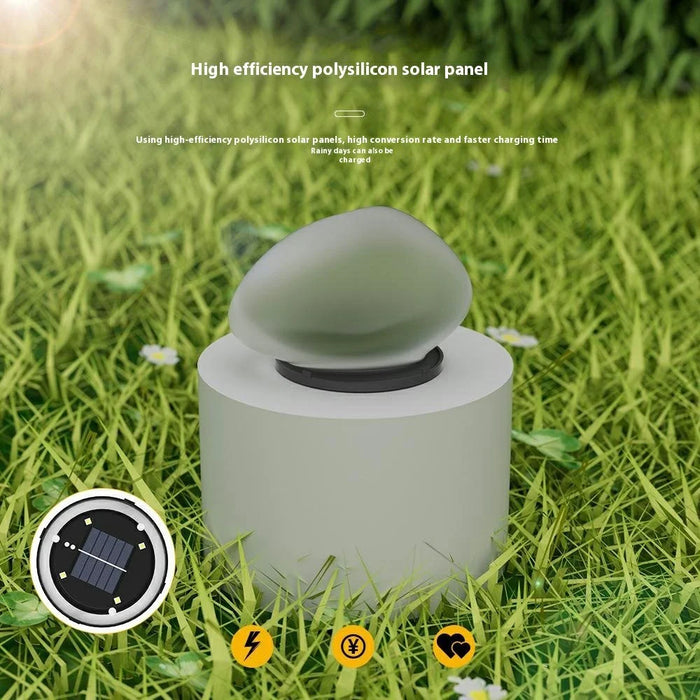 Solar Decorative Pebble Stone Design Garden Light Outdoor Waterproof Lawn Yard Lamp - White Light - 3