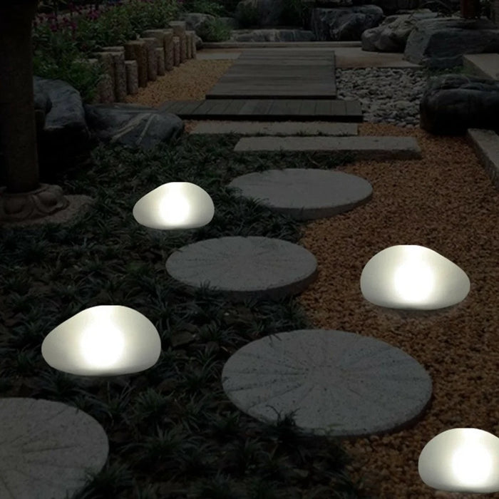 Solar Decorative Pebble Stone Design Garden Light Outdoor Waterproof Lawn Yard Lamp - White Light - 6