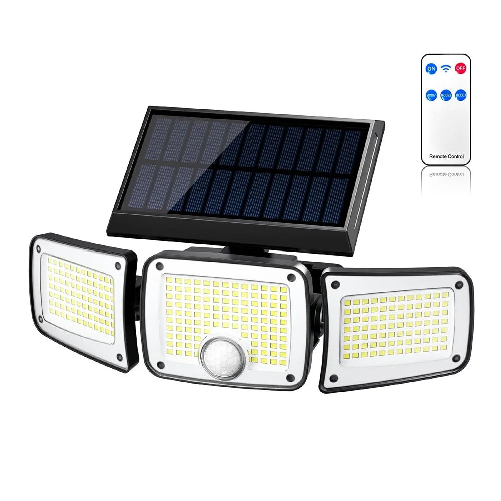 TY10305 3 Heads Solar Wall Light 280 LED IP44 Waterproof Outdoor Motion Sensor Lamp - 1