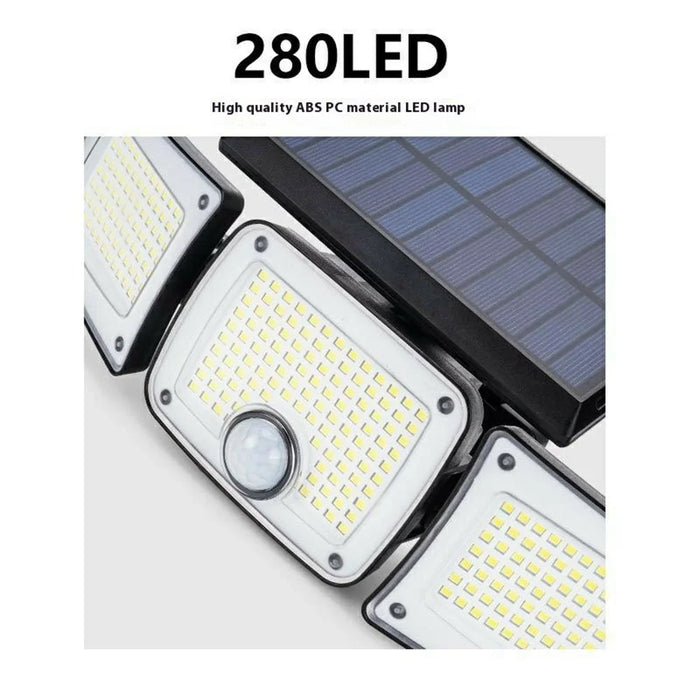 TY10305 2Pcs 3 Heads Solar Wall Light 280 LED IP44 Waterproof Outdoor Motion Sensor Lamp - 6