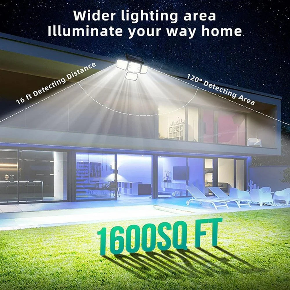 TY10312 4 Heads Solar Outdoor Wall Light 342 LED Motion Sensor Lamp for Garden Yard Pathway - 2