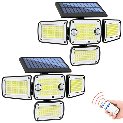 TY10312 2Pcs 4 Heads Solar Outdoor Wall Light 342 LED Motion Sensor Lamp for Garden Yard Pathway - 1