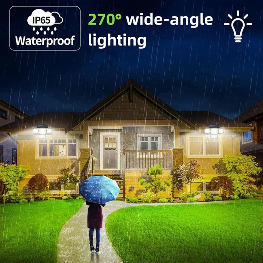TY10312 2Pcs 4 Heads Solar Outdoor Wall Light 342 LED Motion Sensor Lamp for Garden Yard Pathway - 3