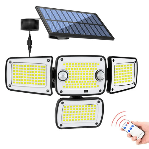 TY10313 Split Type 4 Heads Solar Outdoor Wall Light 342 LED Motion Sensor Lamp for Garden Yard Pathway - 1
