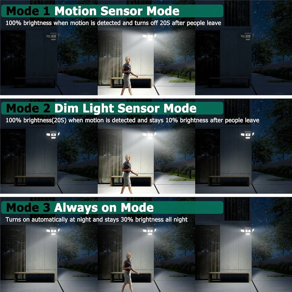 TY108010 4 Heads Rotatable 283 LED Wall Light Outdoor Waterproof Solar Lamp for Garden Patio - 4