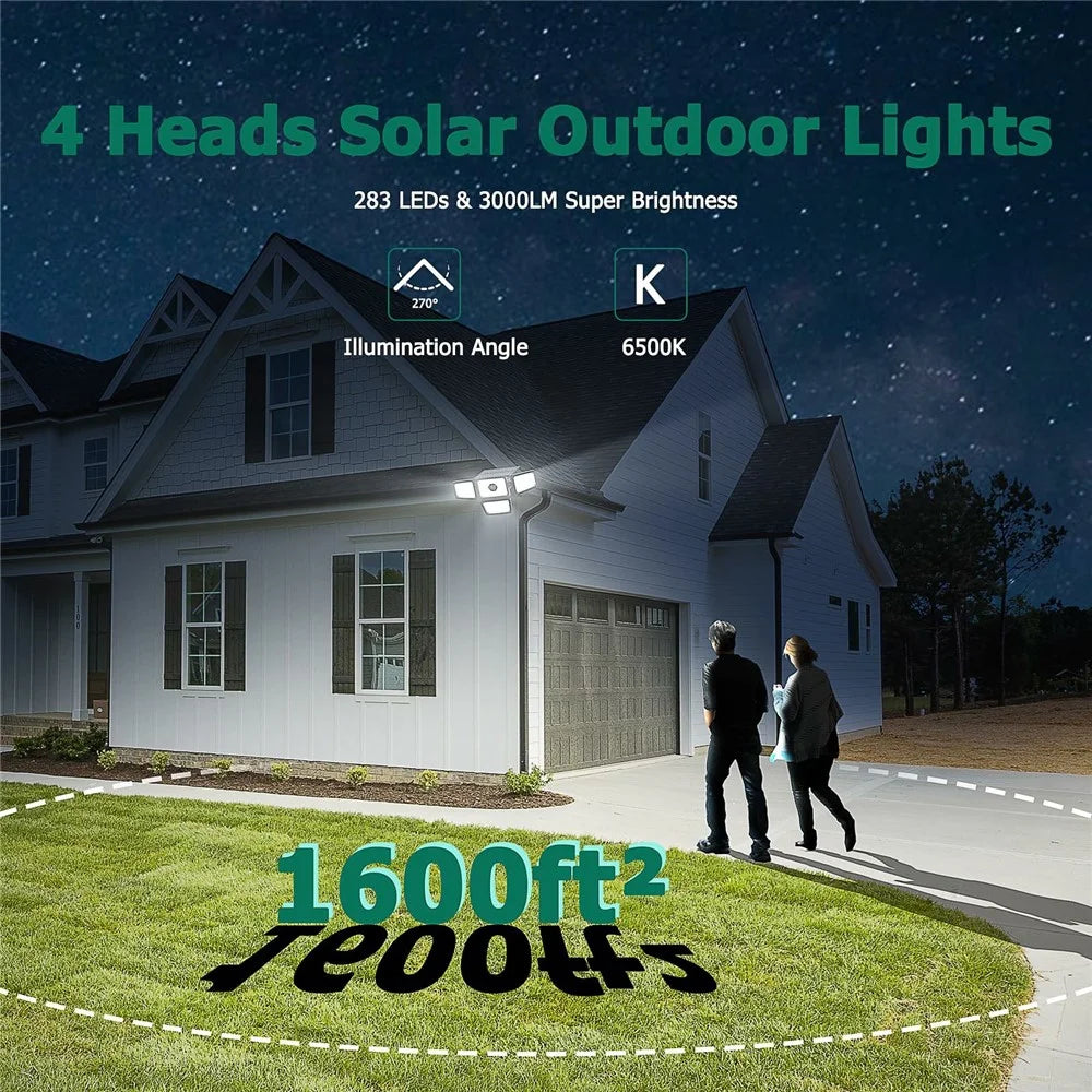 TY108010 4 Heads Rotatable 283 LED Wall Light Outdoor Waterproof Solar Lamp for Garden Patio - 6
