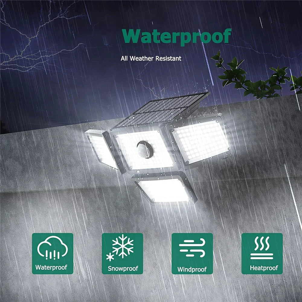 TY108010 4 Heads Rotatable 283 LED Wall Light Outdoor Waterproof Solar Lamp for Garden Patio - 7