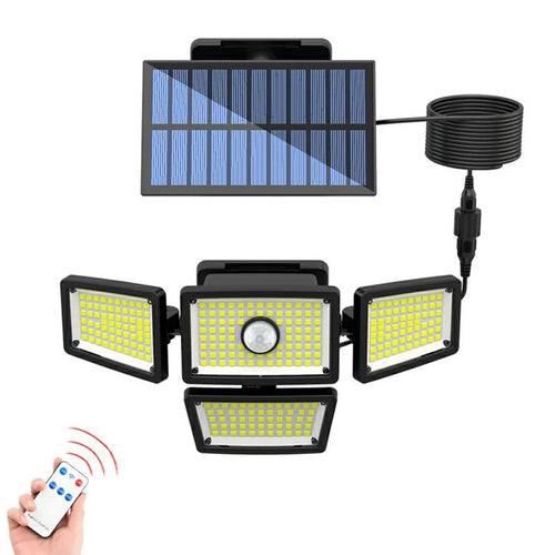 TY10811 Outdoor Waterproof Solar Lamp 4 Heads Rotatable 283 LED Split Wall Light for Garden Patio - 1