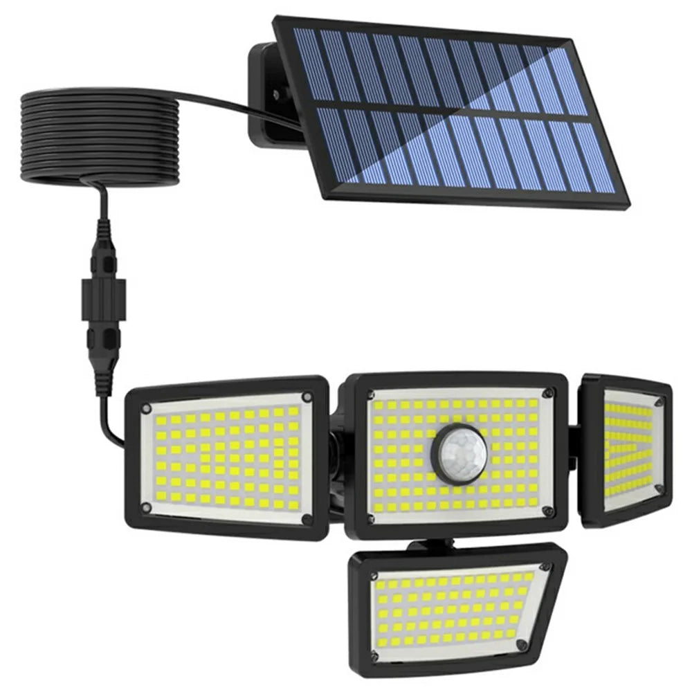 TY10811 Outdoor Waterproof Solar Lamp 4 Heads Rotatable 283 LED Split Wall Light for Garden Patio - 2