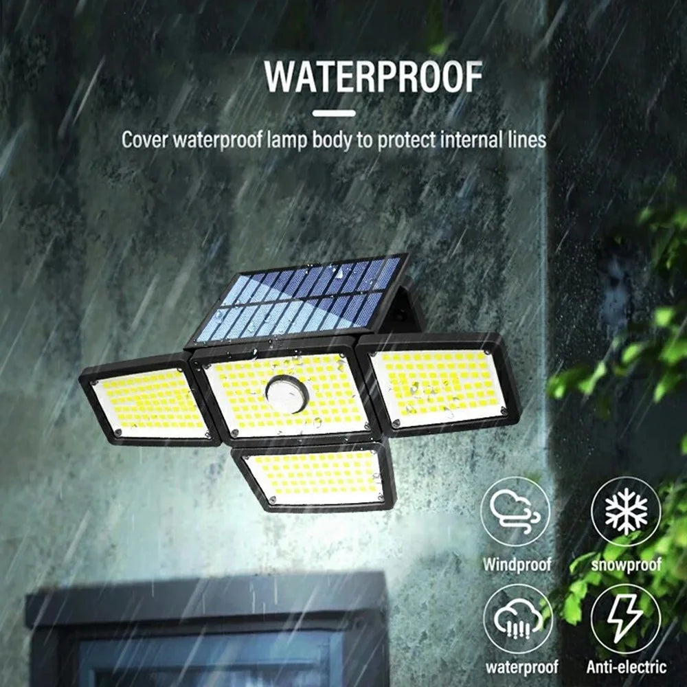 TY10811 Outdoor Waterproof Solar Lamp 4 Heads Rotatable 283 LED Split Wall Light for Garden Patio - 3