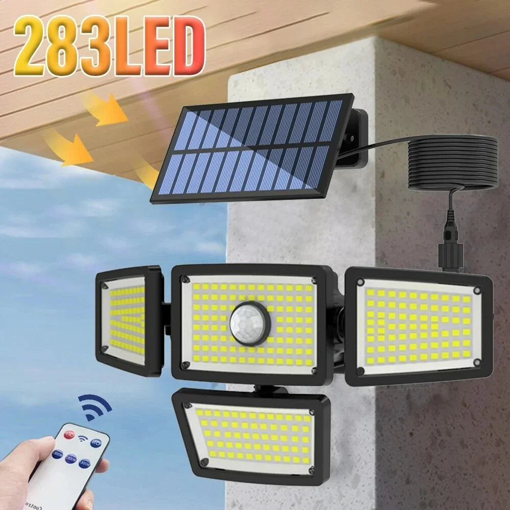 TY10811 Outdoor Waterproof Solar Lamp 4 Heads Rotatable 283 LED Split Wall Light for Garden Patio - 4