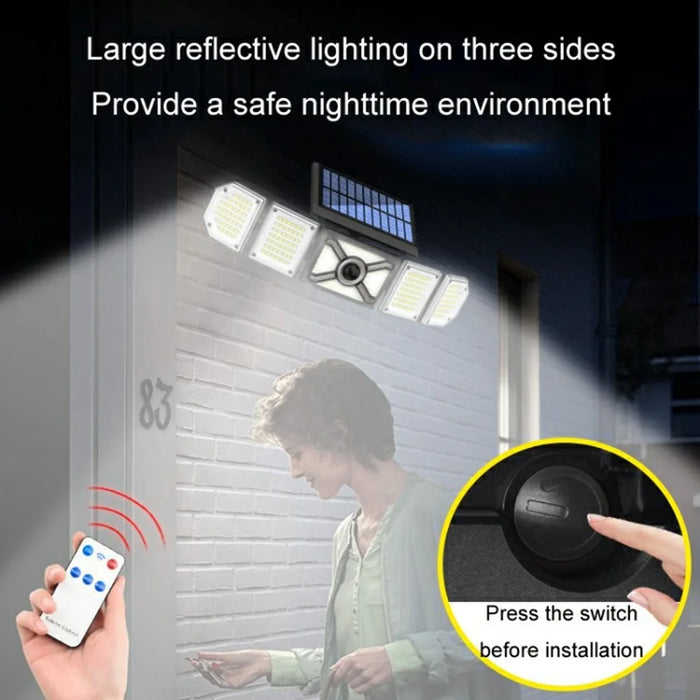 TY10708 Solar Powered 5 Heads 244 LED Wall Light Outdoor Waterproof Motion Sensor Lamp - 5