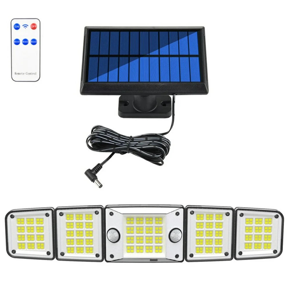 TY10710 5 Heads Split Wall Light 280 LED Waterproof Motion Sensor Solar Lamp with Remote - 1