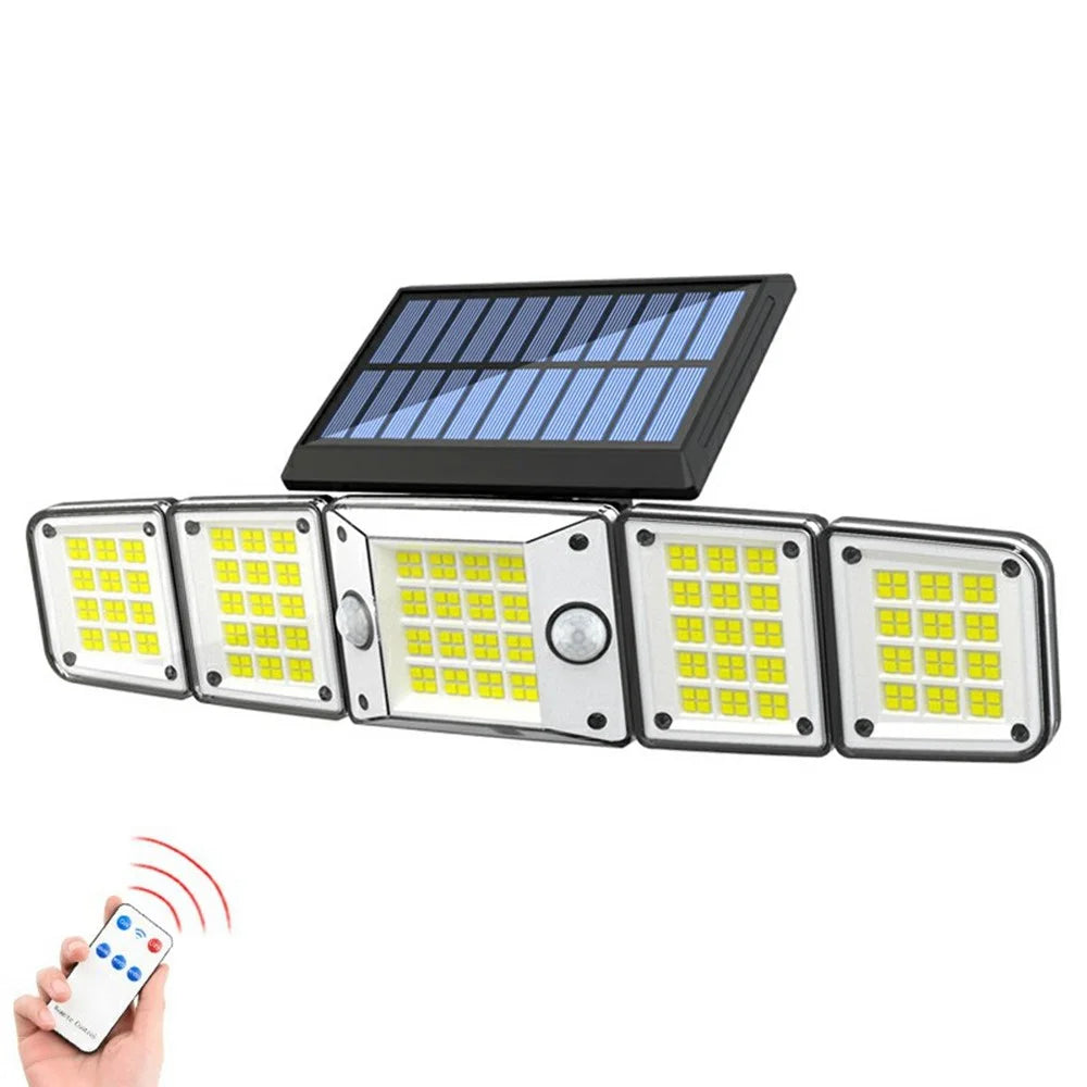 TY10707 5 Heads Integrated Wall Light 280 LED Waterproof Motion Sensor Solar Lamp with Remote - 1
