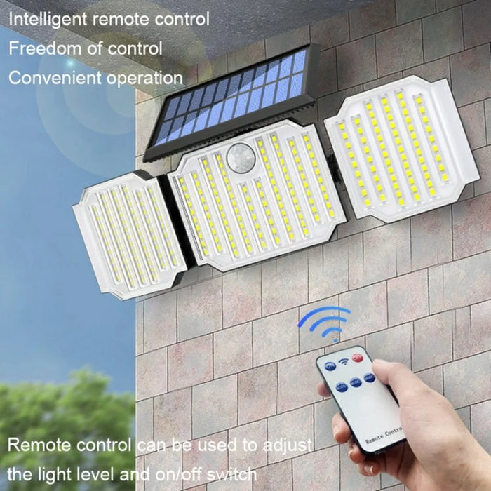 TY05143 3 Heads Rotatable 283 LED Wall Light Motion Sensor Outdoor Waterproof Solar Lamp - 2