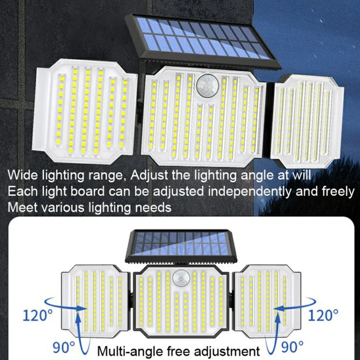 TY05143 3 Heads Rotatable 283 LED Wall Light Motion Sensor Outdoor Waterproof Solar Lamp - 4
