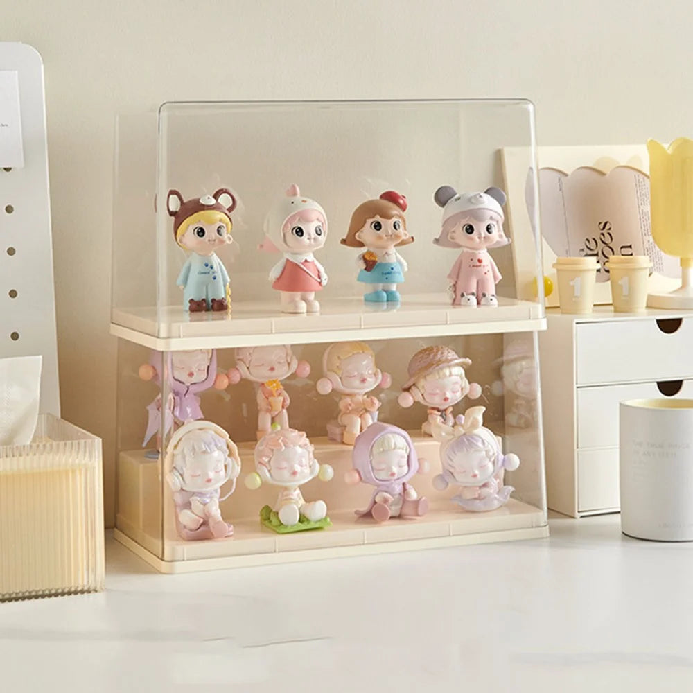 Size S Double Layer Step Blind Box Display Case Action Figure Collectible Clear Storage Container - 6