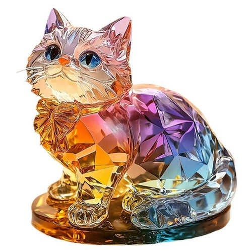 Creative Colorful Cat Acrylic Desktop Ornament Decorative Figurine For Living Room  /  Bedroom  /  Study - 1