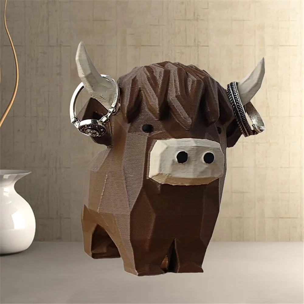 Highland Cow Ring Holder Resin Craft Decorative Figurine Jewelry Storage Organizer Desktop Ornament - 2
