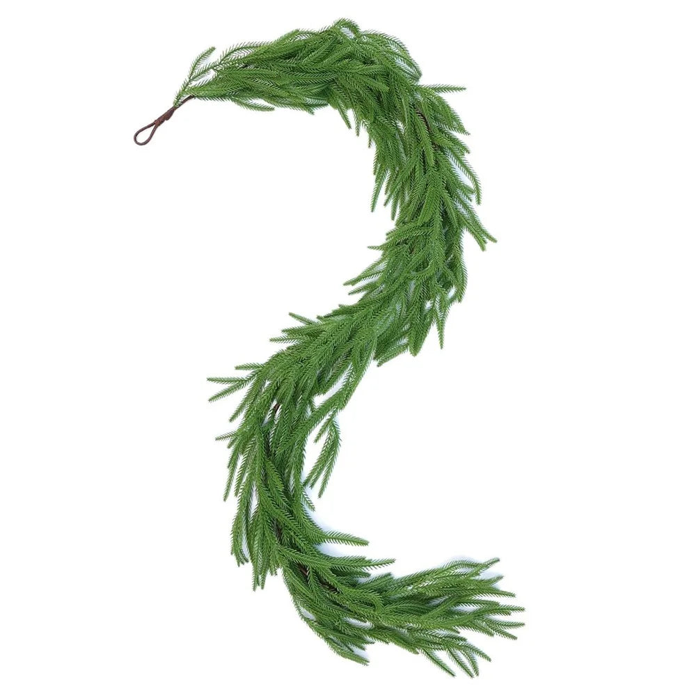 1.2m Artificial Pine Garland Cedar Vine Garland for Stairs, Fireplace, and Window Decoration Realistic Faux Pine Branches - 1