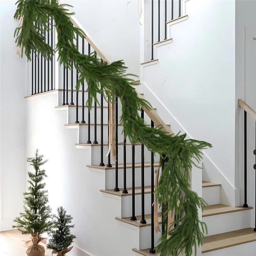 1.2m Artificial Pine Garland Cedar Vine Garland for Stairs, Fireplace, and Window Decoration Realistic Faux Pine Branches - 6